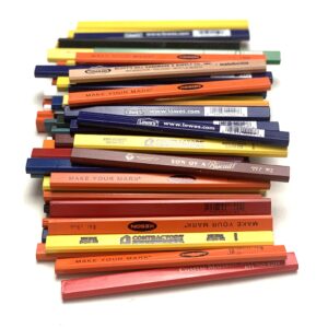 72 Carpenter Pencils | Random Mis Printed Mixed Prints & Solid Discontinued Colors | USA Made, Hard Lead Carpenter