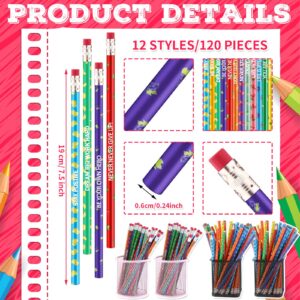 Scented Inspirational Motivational Pencils Student Colorful Fruit Pencils Cute Pencils with Eraser Wood Graphite Pencil for Girls Kids Boys School Students Gifts Supplies (120 Pcs)