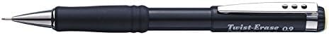 Pentel Mechanical Pencil 0.9 mm Twist Erase III - Twist Up Eraser - Pre-Loaded Super Hi-Polymer HB Lead - Black Barrel - 3-Pack - Thick Point