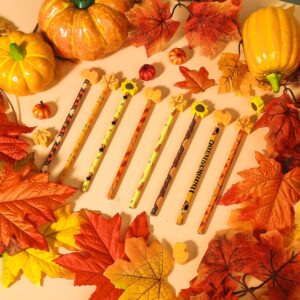 Crafterlife 50 Set Fall Pencils with Eraser Toppers, Thanksgiving Bulk Pencil with Fall Themed Top Erasers Autumn Pumpkin Maple Leaf Decoration for Kids Students School Stationery