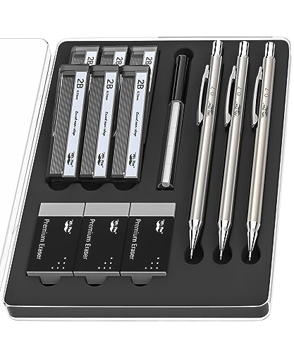 Mr. Pen- Metal Mechanical Pencil Set, 0.7mm, 3 Pack, 0.7 mechanical pencils, mechanical pencil .7, Sketching Pencils, Drafting Pencil, Mechanical Pencil