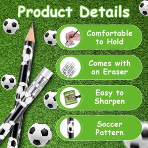 AUAUY Football Pencils Soccer Pencils 12 PCS Football Theme Wooden Pencils with Eraser Unsharpened Wooden Pencils Suitable for Home School Sports Stationery Gifts, Office Supplies