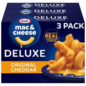 kraft deluxe original cheddar macaroni & cheese dinner (3 ct pack, 14 oz boxes)