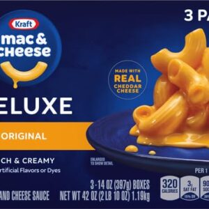 Kraft Deluxe Original Cheddar Macaroni & Cheese Dinner (3 ct Pack, 14 oz Boxes)