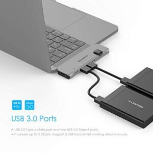 LENTION USB C Hub with Thunderbolt3(PD+Data Transfer+Video Output), 4K HDMI, USB 3.0, Gigabit Ethernet Mac Adapter Compatible 2016-2023 MacBook Pro, Mac Air(CS65, Light Gray)