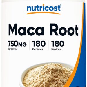 Nutricost Maca Root (Lepidium meyenii) 750mg, 180 Capsules, 180 Servings