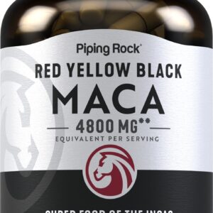 Piping Rock Maca Root Capsules | 4800mg | 150 Pills | Red Yellow Black Maca Root | Superfood | Non-GMO, Gluten Free Supplement