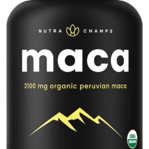 Organic Maca Root Capsules for Women & Men | 2100mg, 180 Vegan Capsules | Black, Red & Yellow Peruvian Gelatinized | Highest Potency Maca Root Powder Supplement | Supports Mood, Reproduction & Energy