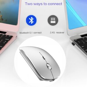 PEIBO Rechargeable Bluetooth Mouse for Laptop iPad Pro Air MacBook Wireless Mac Chromebook Win8/11 Desktop Computer