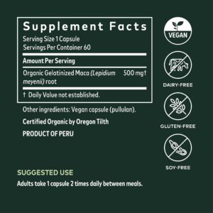 Gaia Herbs Maca Root - Caffeine-Free Natural Energy Supplement - Supports and Maintains Healthy Energy and Stamina - Made with Organic Maca Root (Lepidium meyenii) - 60 Vegan Capsules (30-Day Supply)