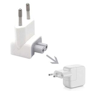 VizGiz 2 Pack US to Europe Plug Converter Travel Charger Adapter Wall Outlet EU European Connector Duck Head for MacBook Mac Pro MBA Retina MagSafe Apple Phone Pad Tablet Mini Air Power Brick