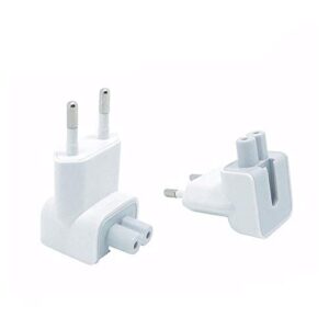 vizgiz 2 pack us to europe plug converter travel charger adapter wall outlet eu european connector duck head for macbook mac pro mba retina magsafe apple phone pad tablet mini air power brick