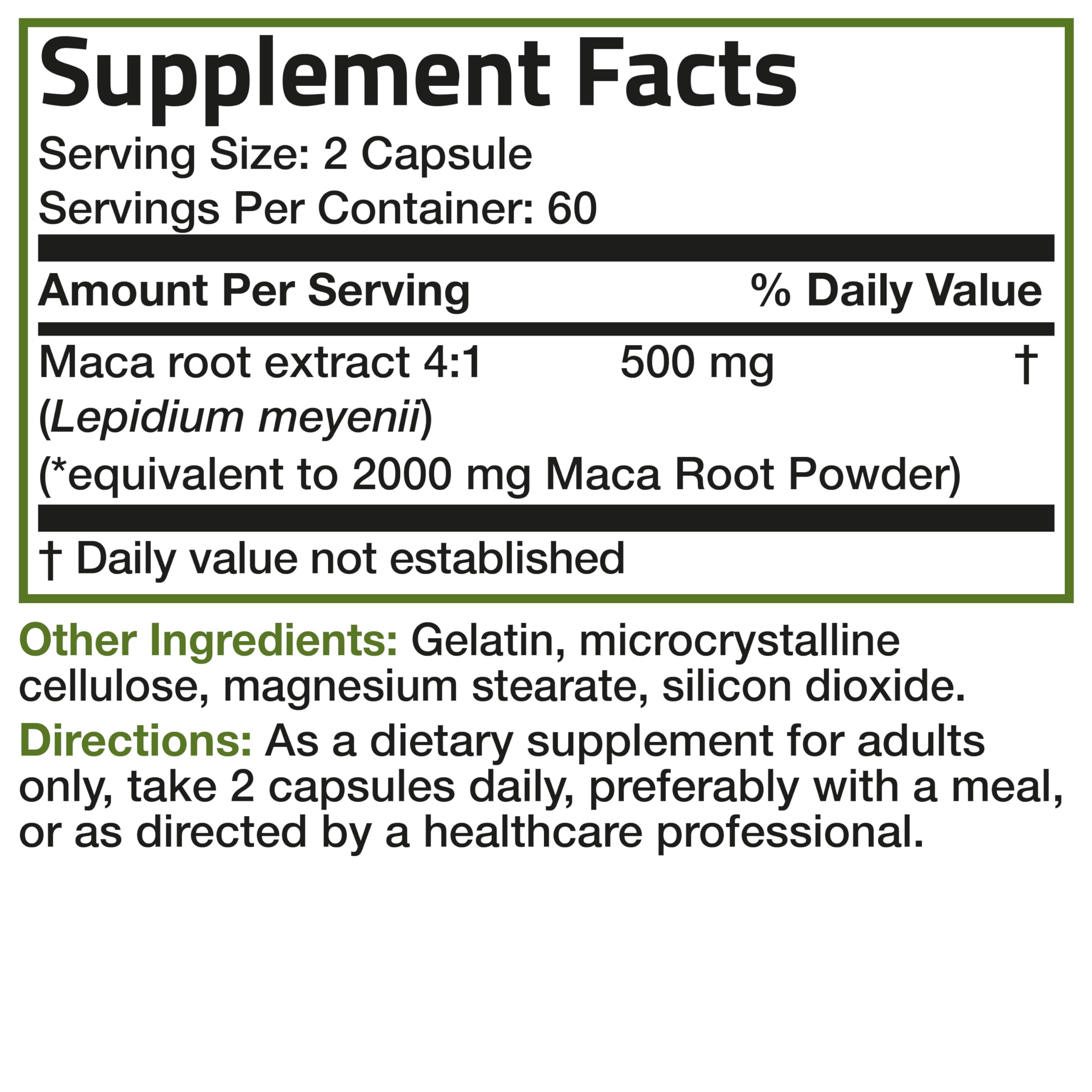 Bronson Maca Root (from 500mg 4:1 Extract Equivalent to 2000mg per Serving), Lepidium Meyenii - Non-GMO, 120 Vegetarian Capsules