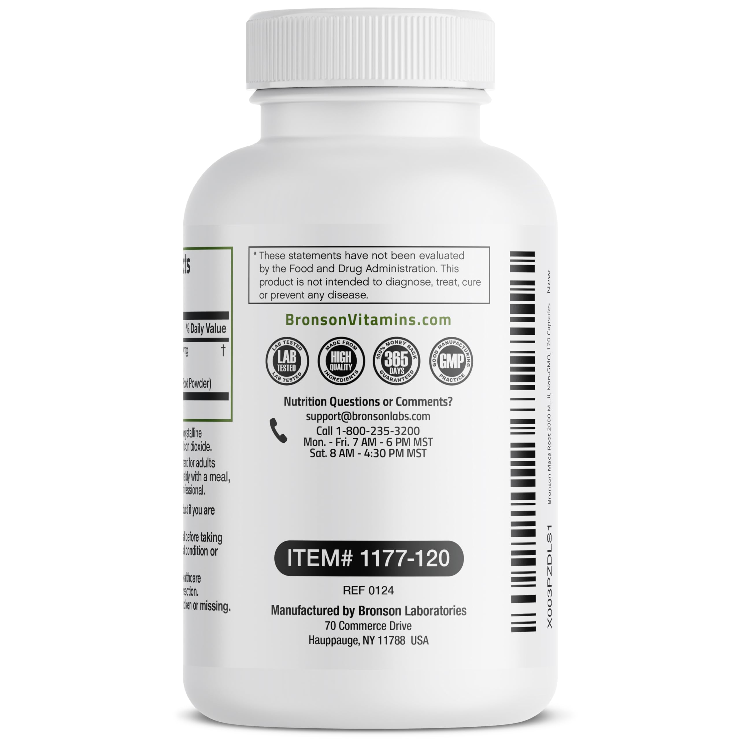 Bronson Maca Root (from 500mg 4:1 Extract Equivalent to 2000mg per Serving), Lepidium Meyenii - Non-GMO, 120 Vegetarian Capsules