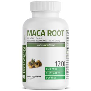 Bronson Maca Root (from 500mg 4:1 Extract Equivalent to 2000mg per Serving), Lepidium Meyenii - Non-GMO, 120 Vegetarian Capsules