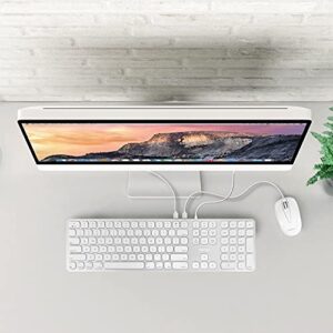 Macally Premium Wired Mac Keyboard with Number Keypad and 2 Port Hub - Compatible Apple Keyboard Wired - Extended USB Keyboard for Mac Mini/Pro, iMac, MacBook Pro / Air (Silver Aluminum)