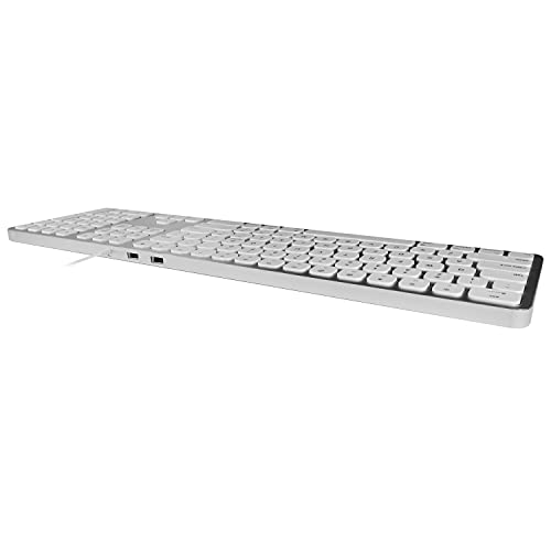 Macally Premium Wired Mac Keyboard with Number Keypad and 2 Port Hub - Compatible Apple Keyboard Wired - Extended USB Keyboard for Mac Mini/Pro, iMac, MacBook Pro / Air (Silver Aluminum)