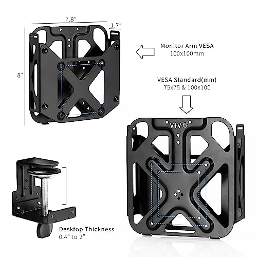 VIVO Behind Monitor VESA Mount Designed for Mac Mini CPU, 2010-Present Models, Monitor Arm Computer Holder, Concealed Back of Screen Mount with Desk Clamp Option, Black, Mount-MINI1