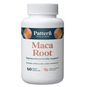 Pattern Wellness Maca Root for Men & Women - 10,000mg - Natural Mood & Wellness Enhancer - Unique Optimum Blend for Fertility, Reproductive & Whole Body Health - 60 Vegan Capsules