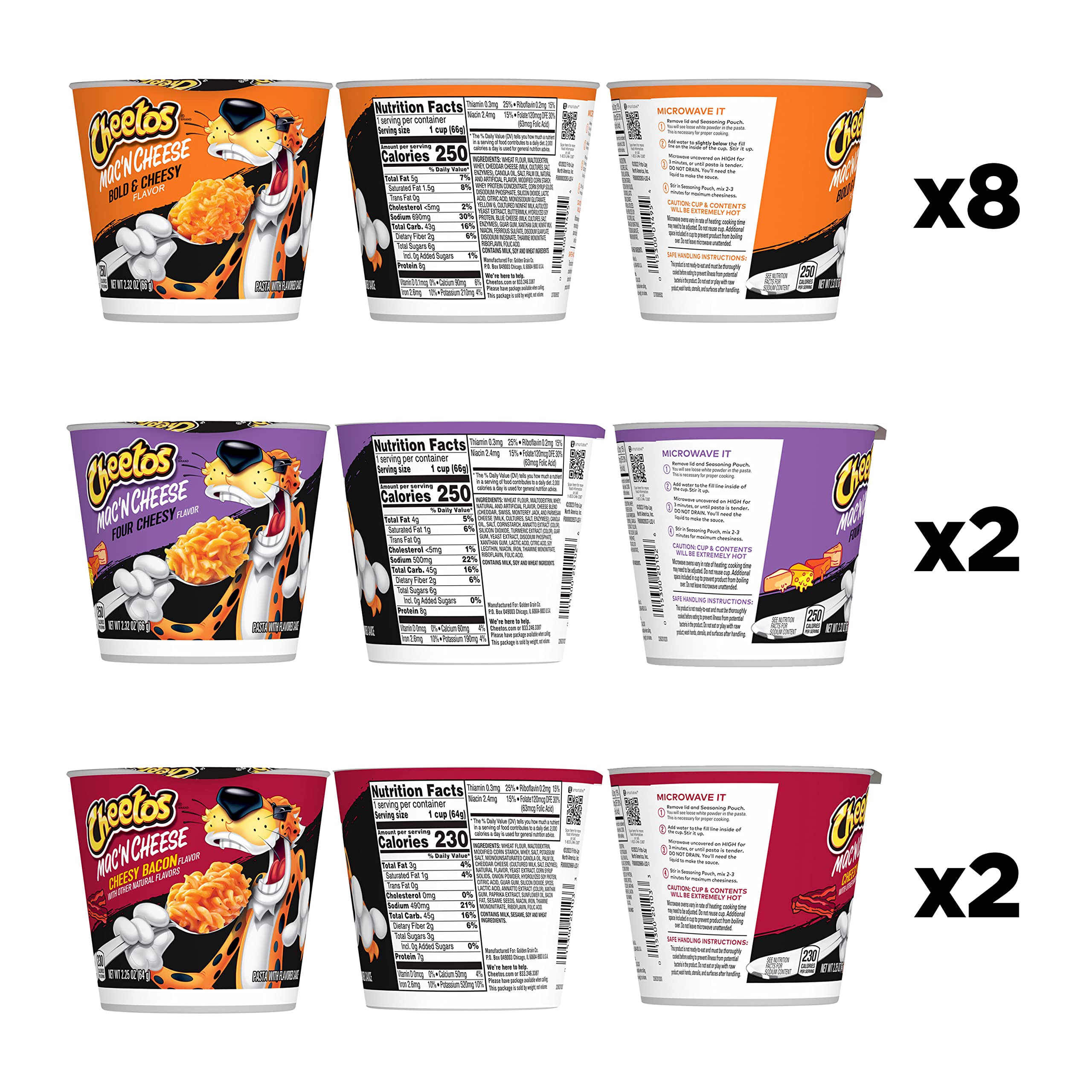 Cheetos Mac & Cheese Cups, 3 Flavor Variety Pack, (Pack of 12)