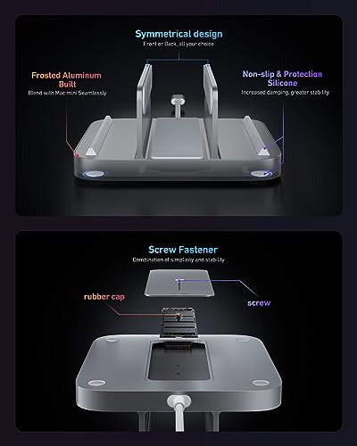 uni Mac Mini Dock, 5-in-1 Hub Stand 10Gbps Super Fast SSD Enclosure[Aluminum Vertical], USB 3.2 USB-C & USB-A, Micro SD & SD Card Reader Compatible with M.2 NVMe/SATA(Not Included)