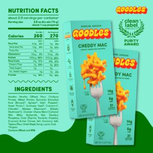 Goodles Cheddy Mac & Cheese 12 Pack, 6oz - 14g Protein, 6g Fiber with Prebiotics, 21 Nutrients and Made w/REAL Cheese! | Clean Label Certified