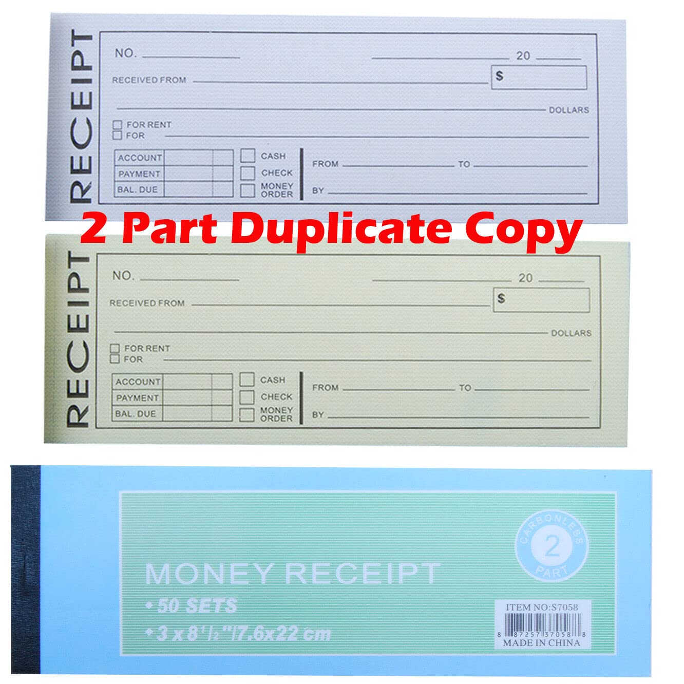 50 Sets per Book Rent, Receipt Book New Sales Order Money Receipt Record Book 2-Part, Carbonless (1)