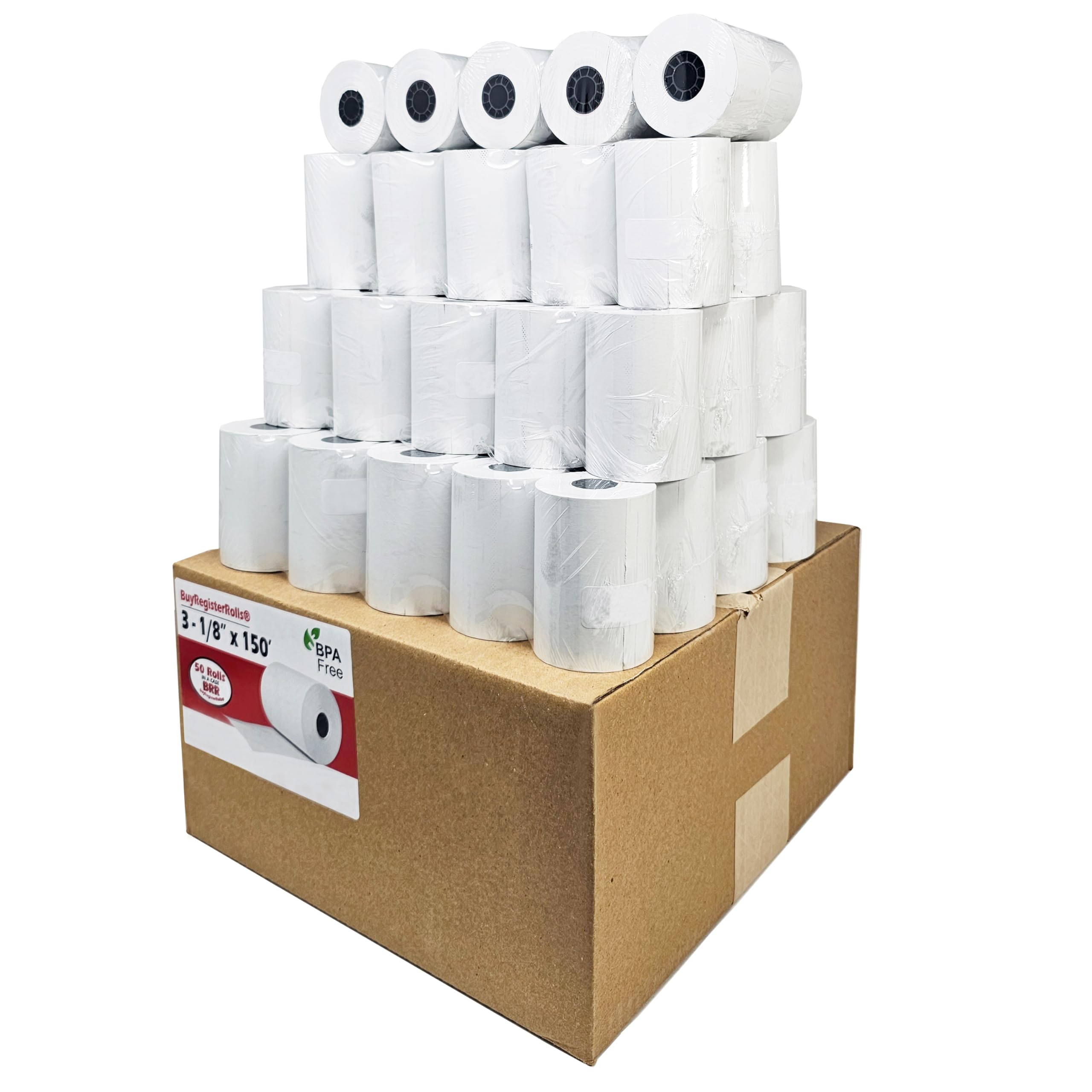 (50 Rolls) 3 1/8 x 150 Thermal Paper Receipt Rolls fits all Clover 55 GSM POS Cash Register Printers SCP700 TSP100 TSP300 TSP400 TSP500 from BuyRegisterRolls