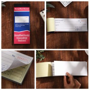 Crtiin 1 Pad Money and Rent Receipt Book 2.75 x 7.2 Inch Bound Cover 2 Part Carbonless Receipt Book with Carbonless Copies Receipt Log Book 50 Sets Per Book