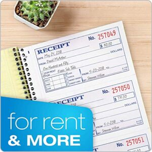 Adams Money and Rent Receipt Book, 2-Part Carbonless, 5-1/4" x 11", Spiral Bound, 200 Sets per Book, 4 Receipts per Page, Sold as 5 Pack, 1000 Sets Total (SC1152)