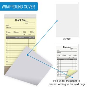 suituts 12 Pack Thank You Receipt Book for Small Business, 3.5 x 5.5 Inch, 2 Part Carbonless Sale Order Book, Order Pads Invoice Book 50 Sets Each Pad,Total 600 Sets