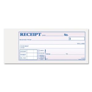 adams money/rent receipt book, carbonless, 3-part, 2-3/4 x 7-3/16 inches, 50 sets per book (tc2701)