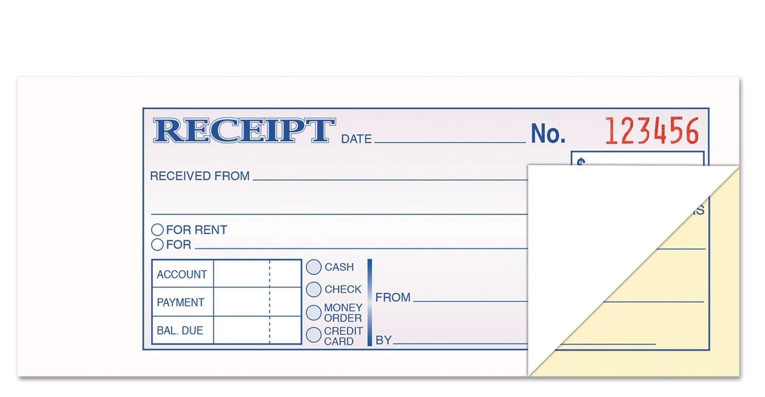 1InTheOffice Money and Rent Receipt, 2-3/4 x 7-3/16 Inches, 3-Parts, Carbonless, White/Canary, 50 Sets per Book (2 Pack)