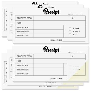 Ioffersuper 6 pcs Receipt Book,6 x 2.8 Inch, Carbon Duplicate Copies Receipt Book, Money/Rent Receipt Book, Cute Handheld Duplicate Copy Order Form for Craft Boutique Business (50 Sets per Book)