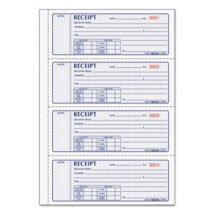 rediform formguard money receipt book, 2.75 x 7 inch, 4x100 receipts (8l808r)
