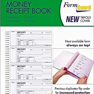 Rediform Formguard Money Receipt Book, 2.75 x 7 Inch, 4x100 Receipts (8L808R)