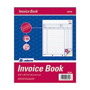 adams invoice book, 8-3/8 x 10-11/16 inches, 2-part, carbonless, white/canary, 50 sets per book (d8140)