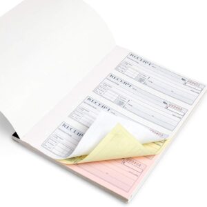 Blue Summit Supplies Triplicate Receipt Book, 100 per Book, 500 Total, 5 Pack, 3 Part Carbonless Payment Receipt Books for Money, Rent, or Cash with White/Yellow/Pink Copies, 11 x 7.5 inch,