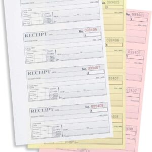 Blue Summit Supplies Triplicate Receipt Book, 100 per Book, 500 Total, 5 Pack, 3 Part Carbonless Payment Receipt Books for Money, Rent, or Cash with White/Yellow/Pink Copies, 11 x 7.5 inch,