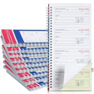 Crtiin Books Money and Rent Receipt Book 2 Part Carbonless Receipt Log Book with Carbonless Copies, Spiral Bound, 200 Sets Per Book, 4 Receipts Per Page, 5.25 x 11 Inch(10 Pcs)