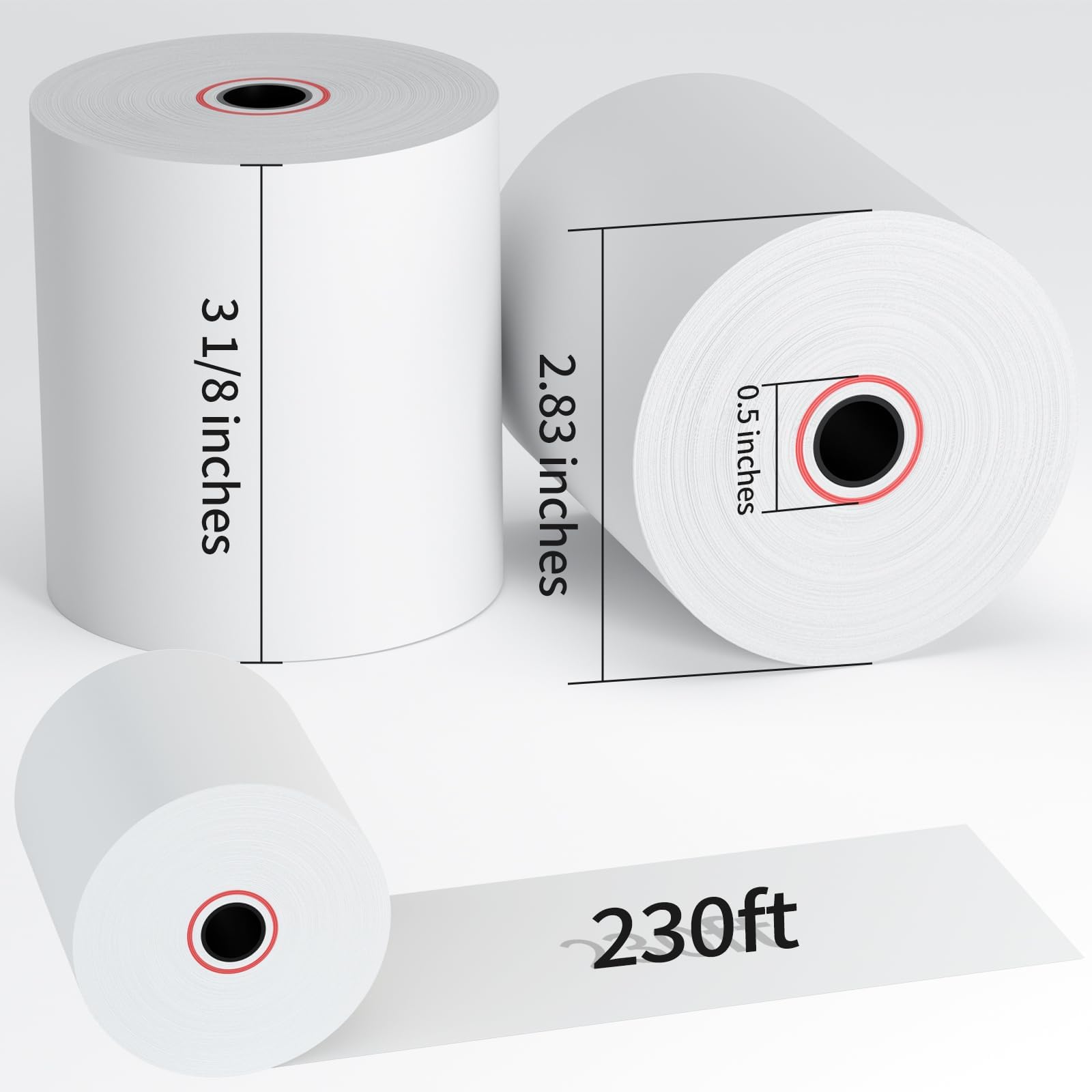 MBLABEL Thermal Receipt Paper Rolls, 3-1/8 x 230ft Thermal Paper, POS Cash Register Paper Rolls (10 Rolls)