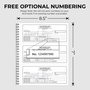 Custom 8.5" x 7" (3 Per Page) Carbonless NCR Books in 2-Part Duplicate Invoices, Receipts, Work Orders, Sales Orders, Purchase Orders, Estimates, Quote Forms with Your Company/Business Name (300 Sets)