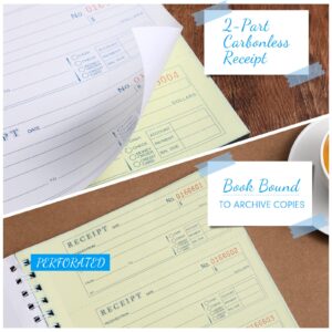 Crtiin 10 Pcs Money and Rent Receipt Book 2 Part Carbonless Receipt Book with Carbon Copies Spiral Bound Cover Receipt Log Book 200 Sets Per Book 4 Receipts Per Page (7-5/8)