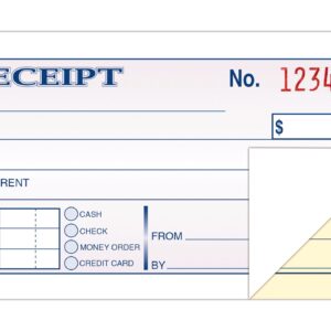 Adams Money and Rent Receipt, 2-3/4 x 5-3/8 Inches, 2-Parts, Carbonless, White/Canary, 50 Sets per Book, 3 Books (DC2501-3)