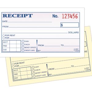 Adams Money and Rent Receipt, 2-3/4 x 5-3/8 Inches, 2-Parts, Carbonless, White/Canary, 50 Sets per Book, 3 Books (DC2501-3)