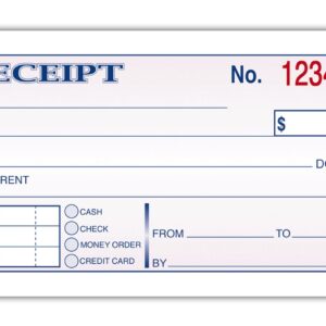 Adams Money and Rent Receipt, 2-3/4 x 5-3/8 Inches, 2-Parts, Carbonless, White/Canary, 50 Sets per Book, 3 Books (DC2501-3)