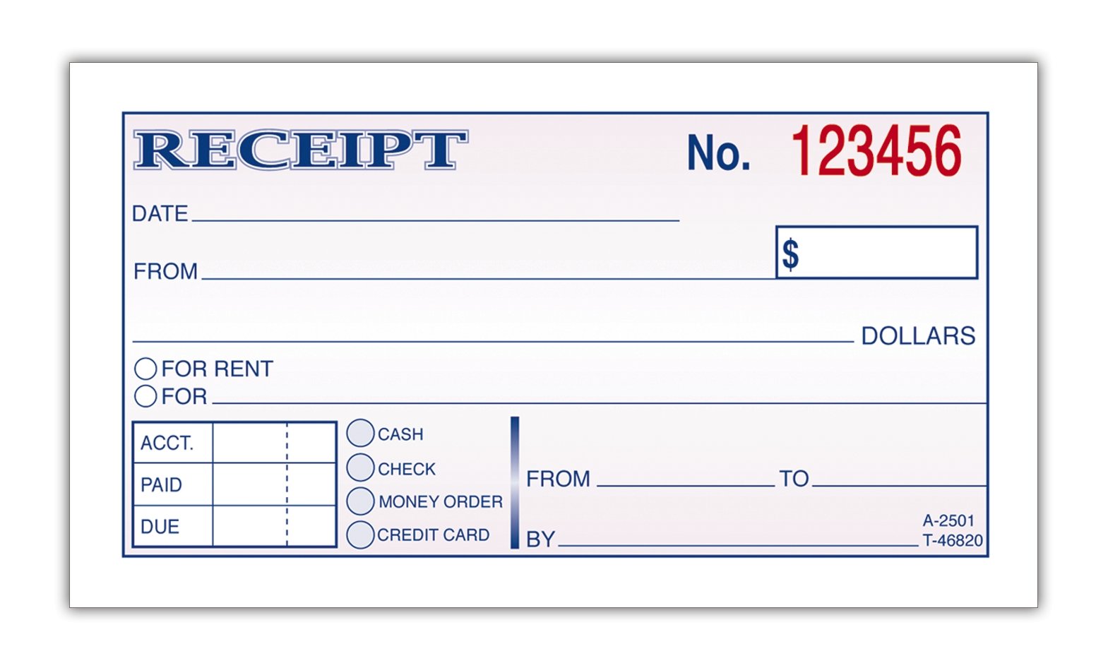 Adams Money and Rent Receipt, 2-3/4 x 5-3/8 Inches, 2-Parts, Carbonless, White/Canary, 50 Sets per Book, 3 Books (DC2501-3)