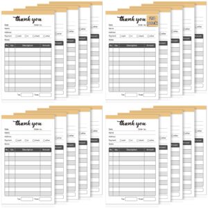 ctosree 20 pack thank you receipt book for small businesses 3.5x5.5 inch 2 part carbonless white yellow receipt pad, 100 sheets per pad