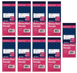 adams money/rent receipt book, carbonless, 3-part, 2-3/4 x 7-3/16 inches, 50 sets per book (tc2701) (9)