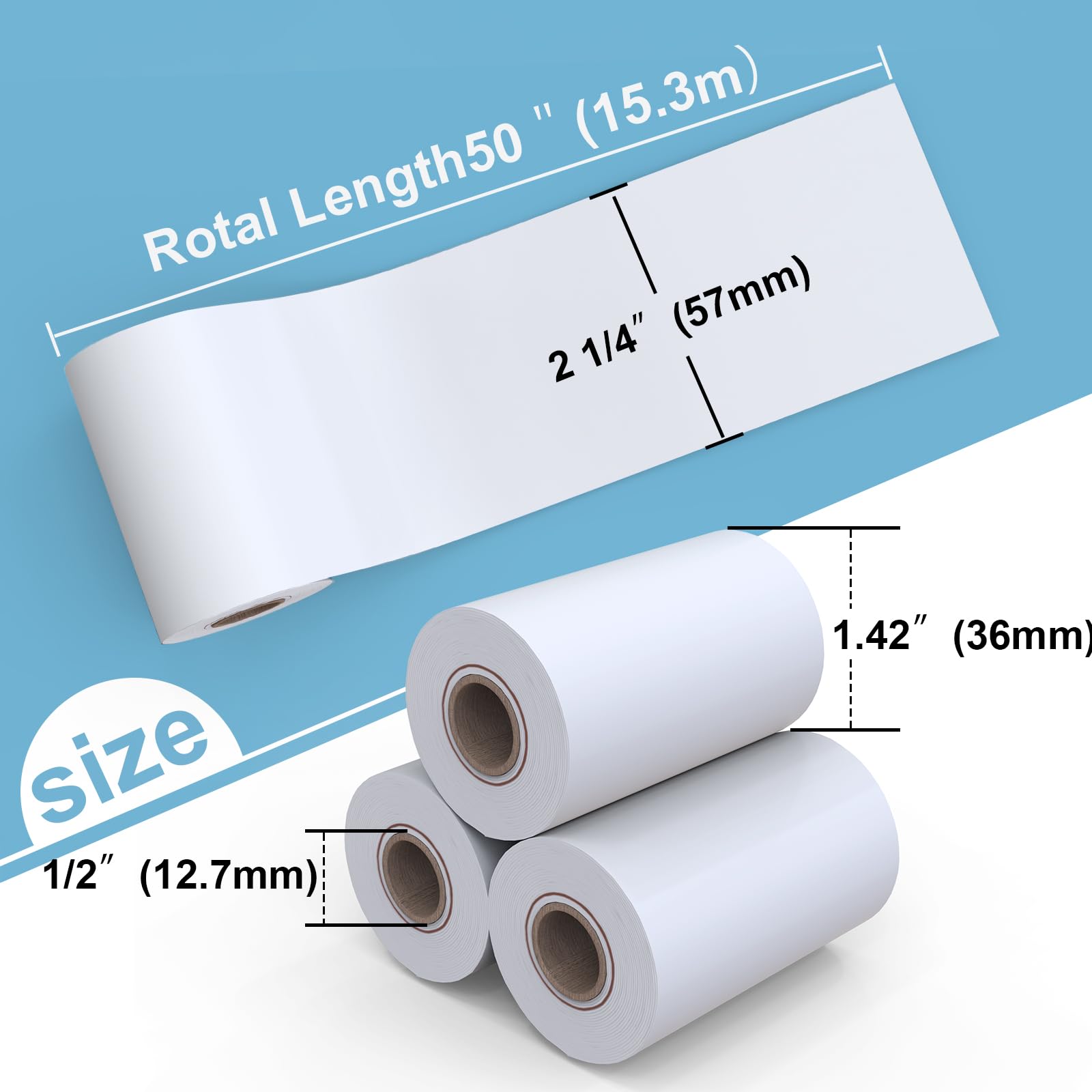 myCartridge 2 1/4 x 50 Receipt Paper (50 rolls) BPA Free Cash Register POS Receipt paper 58mm Business Source Receipt Paper is suitable for 58mm POS Printer, Square Terminal Credit Card Machines